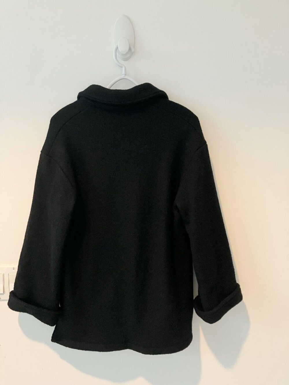 Harly Jae Roam Coat | 100% Wool Oversized Zip Coat | Black - Picture 4 of 6